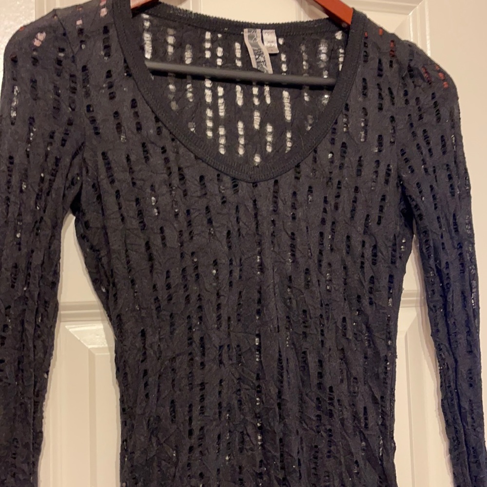 Mesh black BkE long sleeve top Small